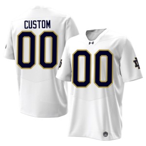 Men #00 White College Football Custom Player University of Notre Dame Jerseys 107231-238