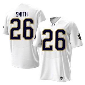 Men's Stitched College Football White The Irish Chaz Smith #26 Jersey 285754-656