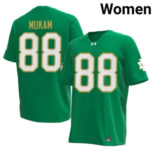 Women #88 College Football Official Armel Mukam Green ND Jersey 174182-547