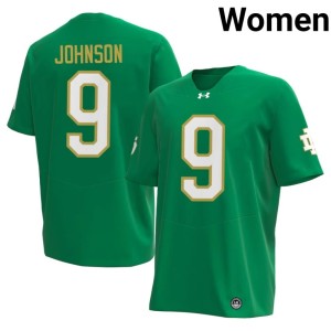 Women Brauntae Johnson Irish #9 University Green College Football Jerseys 138052-379