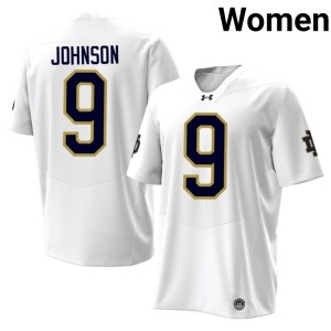 Womens Embroidery Brauntae Johnson ND White College Football #9 Jersey 795921-844