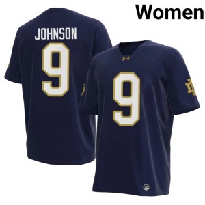 Women Brauntae Johnson Navy #9 Alumni UND College Football Jerseys 307079-163