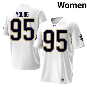 Women Notre Dame Fighting Irish #95 White Game Bryce Young College Football Jerseys 134058-498