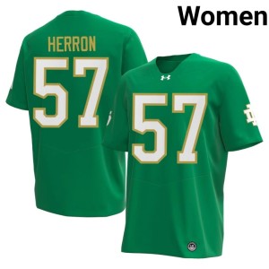 Women Replica The Irish College Football Green #57 Cam Herron Jerseys 649752-650