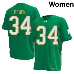Women Drayk Bowen NCAA University of Notre Dame #34 Green College Football Jerseys 650338-244
