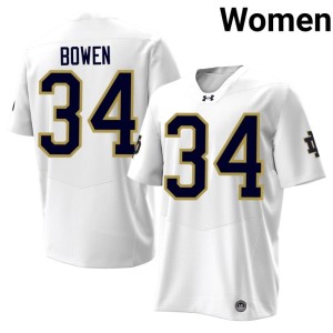 Womens Drayk Bowen White #34 College Football UND Game Jersey 937794-957