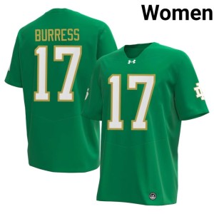 Women's Elijah Burress #17 2026-27 College Football Notre Dame Green Jersey 150155-302