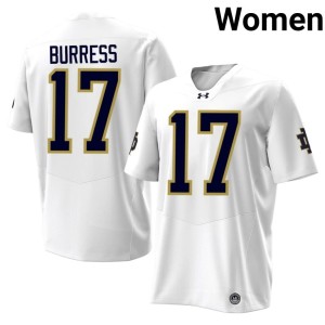 Women's College Football #17 Limited UND White Elijah Burress Jerseys 649806-302