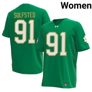 Women College Football Green Notre Dame Fighting Irish #91 Gordy Sulfsted 2026 Jersey 985050-707