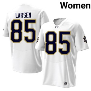 Women White #85 Notre Dame Fighting Irish College Football Jack Larsen Embroidery Jerseys 704898-719