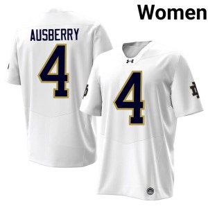 Women's Jaiden Ausberry #4 College Football Notre Dame Fighting Irish White High School Jersey 418029-704