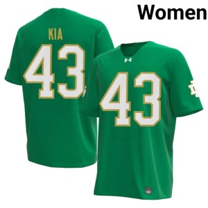 Women College Football Embroidery Notre Dame Fighting Irish #43 Kahanu Kia Green Jerseys 723225-510