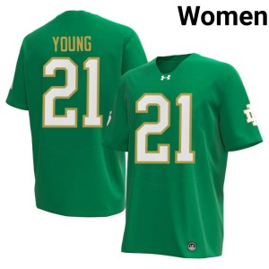 Women Replica Green Kedren Young College Football Notre Dame #21 Jerseys 442386-807