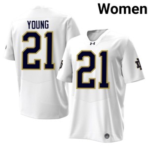 Women College Football NCAA Kedren Young #21 White Fighting Irish Jersey 108126-114