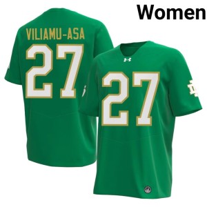 Women's Green Kyngstonn Viliamu-Asa #27 College Football University of Notre Dame Stitched Jersey 569911-589