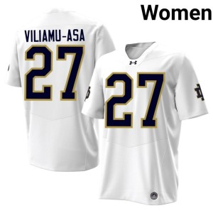 Women White Replica #27 Kyngstonn Viliamu-Asa University of Notre Dame College Football Jersey 155881-472