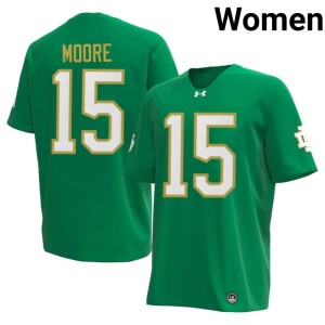 Womens UND Green #15 Leonard Moore Stitched College Football Jerseys 421938-423