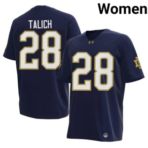 Womens #28 College Football Luke Talich Navy Player Irish Jerseys 374641-203