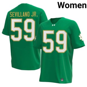 Women's Sean Sevillano Jr. #59 Green University of Notre Dame College Football Game Jerseys 961161-428