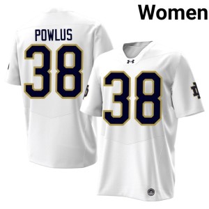 Womens Tommy Powlus Limited College Football #38 White University of Notre Dame Jerseys 863362-210