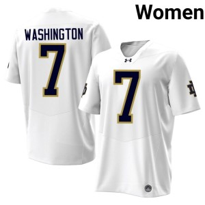 Womens 2026 College Football University of Notre Dame Ty Washington White #7 Jersey 337103-930