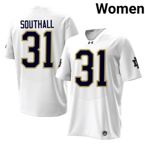 Womens Xavier Southall White High School College Football #31 University of Notre Dame Jerseys 308152-434