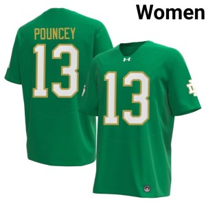 Women's #13 Ayden Pouncey NCAA College Football Notre Dame Green Jersey 874364-730