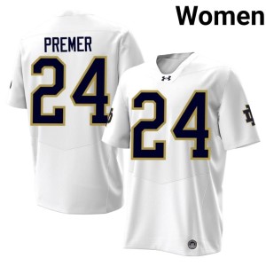 Women Ian Premer White #24 College Football Replica The Irish Jersey 495387-827