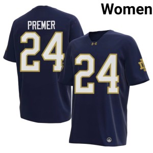 Women's Notre Dame Navy Replica Ian Premer College Football #24 Jersey 426466-212