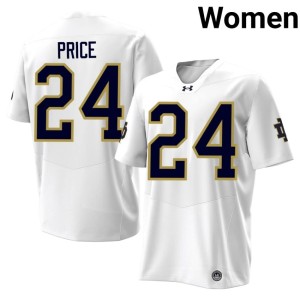 Women #24 College Football Notre Dame Fighting Irish White Jadarian Price University Jersey 460753-417