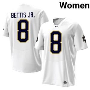 Women College Football White University #8 Jerome Bettis Jr. ND Jerseys 838677-849