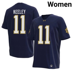 Womens #11 Keon Keeley Navy Fighting Irish NCAA College Football Jersey 438100-587