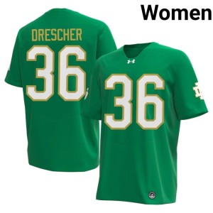 Women's #36 Stitched Green Notre Dame College Football Micah Drescher Jerseys 265780-519