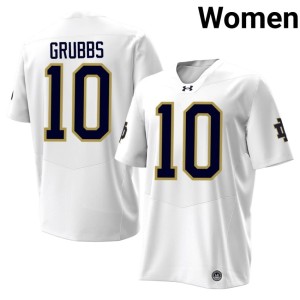 Women's Noah Grubbs White ND #10 College Football Embroidery Jerseys 809837-108