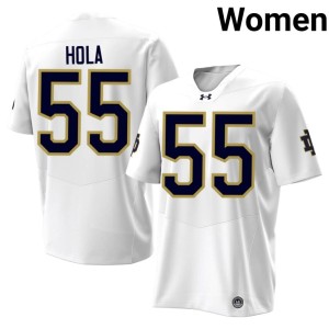 Women #55 White University of Notre Dame Tiki Hola Game College Football Jerseys 968276-103