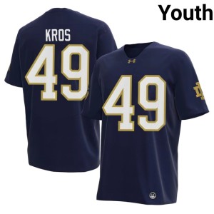 Youth Andrew Kros Navy #49 Embroidery Notre Dame College Football Jersey 707182-962