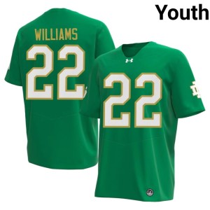 Youth ND College Football Green #22 Stitched Aneyas Williams Jersey 936820-348
