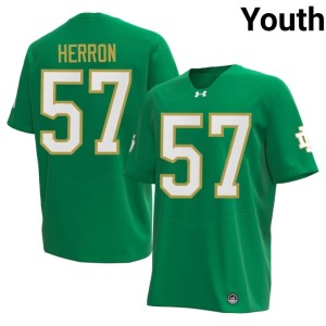 Youth UND College Football Limited Green #57 Cam Herron Jerseys 953984-298