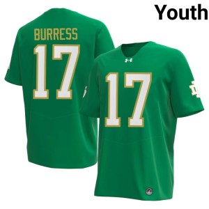 Youth Elijah Burress High School #17 College Football Fighting Irish Green Jerseys 740009-528