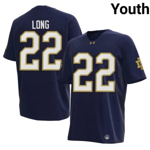Youth #22 Ethan Long UND Replica Navy College Football Jersey 177129-244