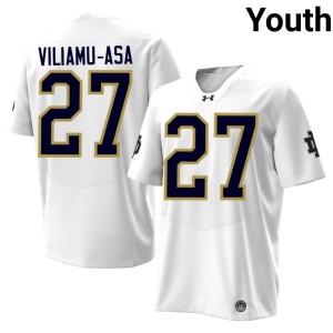 Youth #27 College Football Kyngstonn Viliamu-Asa Irish NCAA White Jersey 306547-937