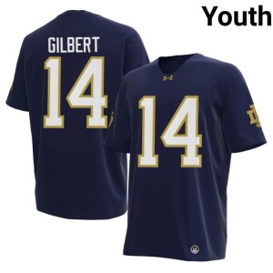 Youth #14 College Football Navy Micah Gilbert Stitched ND Jerseys 310260-871