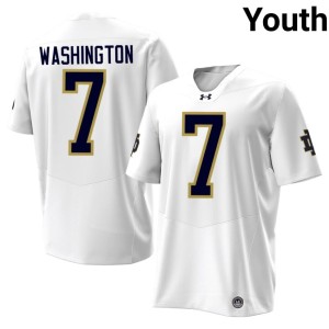 Youth Ty Washington White #7 College Football Fighting Irish Player Jersey 431746-555