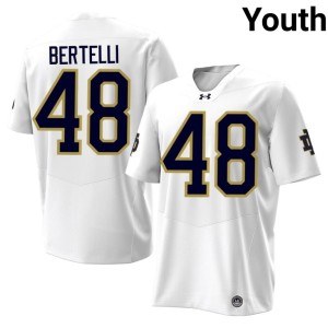 Youth #48 College Football Replica University of Notre Dame Angelo Bertelli White Jerseys 373177-603