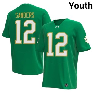 Youth Jayden Sanders College Football #12 Green Embroidery University of Notre Dame Jerseys 640100-828