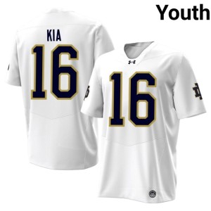 Youth College Football 2026 Irish Ko'o Kia #16 White Jersey 532502-266