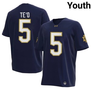 Youth #5 Manti Te'o Notre Dame Fighting Irish University College Football Navy Jersey 940854-300