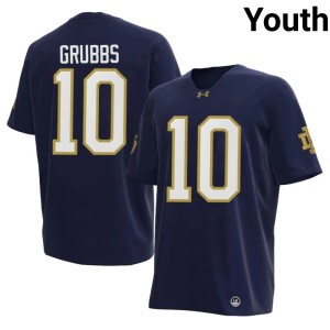 Youth Game Fighting Irish College Football Navy Noah Grubbs #10 Jersey 990673-732