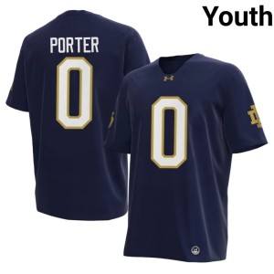 Youth #0 College Football The Irish Navy Quincy Porter High School Jersey 575478-761